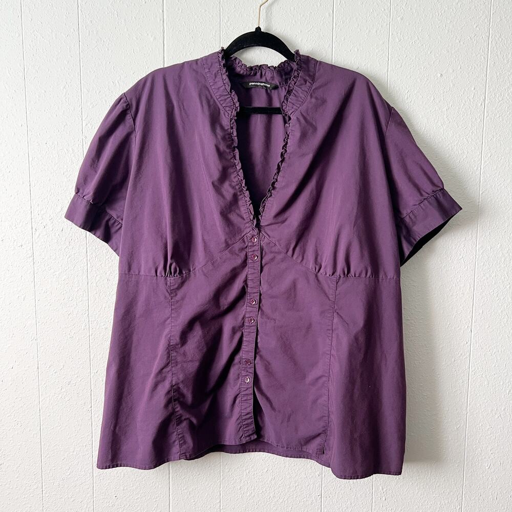 Penningtons Womens Top Size 28 Ruffle Stretch Business Career Office Dressy Chic